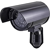 GE Power Gear GE Decoy Security Bullet Camera with Flashing Red Light, Blinking LED, Fake Surveillance, Realistic Looking Recording Lens, Indoor/Outdoor Use, Wireless, Black, 40661