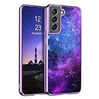 Compatible with Samsung Galaxy S21 Case 6.2 Inch Glow in The Dark Noctilucent Luminous Space Nebula Slim Fit Cover Protective Anti Scratch Case for Samsung S21 5G, Blue Nebula
