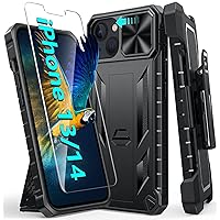 SOiOS for iPhone 13 iPhone14 Case with Stand Belt Clip Black
