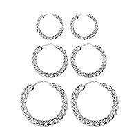 3 Pairs 60mm-80mm Large Gold Hoop Earrings Set Big Punk Circle Round Link Chain Shaped Earrings for Women Girls Chunky Jewelry