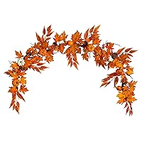 Nearly Natural 6ft. Assorted Autumn Maple Leaves, Pumpkins, Gourds, Berries and Pinecone Artificial Fall Garland