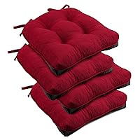 downluxe Indoor Chair Cushions for Dining Chairs, Tufted Overstuffed Textured Memory Foam Kitchen Chair Pads with Ties and Non-Slip Backing, 15.5