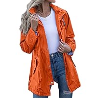 Rain Jacket Women Striped Lined Hooded Lightweight Raincoat Outdoor Waterproof Windbreaker