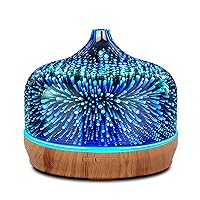 Porseme 500ml Essential Oil Diffuser 3D Glass Aromatherapy Ultrasonic Humidifier - Auto Shut-Off, Timer Setting, BPA Free for Home Hotel Yoga Gift