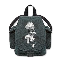 Soul Flower Retro Mushrooms Slouchy Backpack, Hippie Style Knapsack in Blue