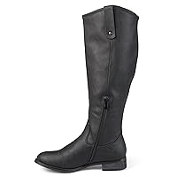 Brinley Co. Womens Faux Leather Regular, Wide and Extra Wide Calf Mid-calf Round Toe Boots