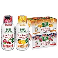 Vita Fruits and Veggies Immune Support Shot Supplements, 25 Organic Fruits and Veggies, Ready to Drink Immunity Booster, Orange and Fruit Punch Flavor, Combo Pack of 20