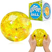 Power Your Fun Arggh Glitter Stress Ball for Adults and Kids - Medium Squishy Stress Ball Fidget Toy, Anti Stress Sensory Ball Squeeze Toy Stress Balls (Yellow)
