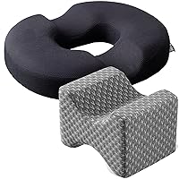 5 STARS UNITED Knee Pillow for Side Sleepers - 100% Memory Foam and Donut Pillow Hemorrhoid Tailbone Cushion, Bundle