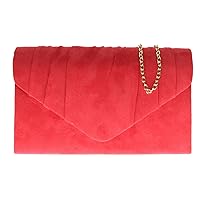 Womens Faux Suede Pleated Clutch Bag
