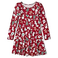 The Children's Place Girls' Long Sleeve Knit Casual Skater Dress