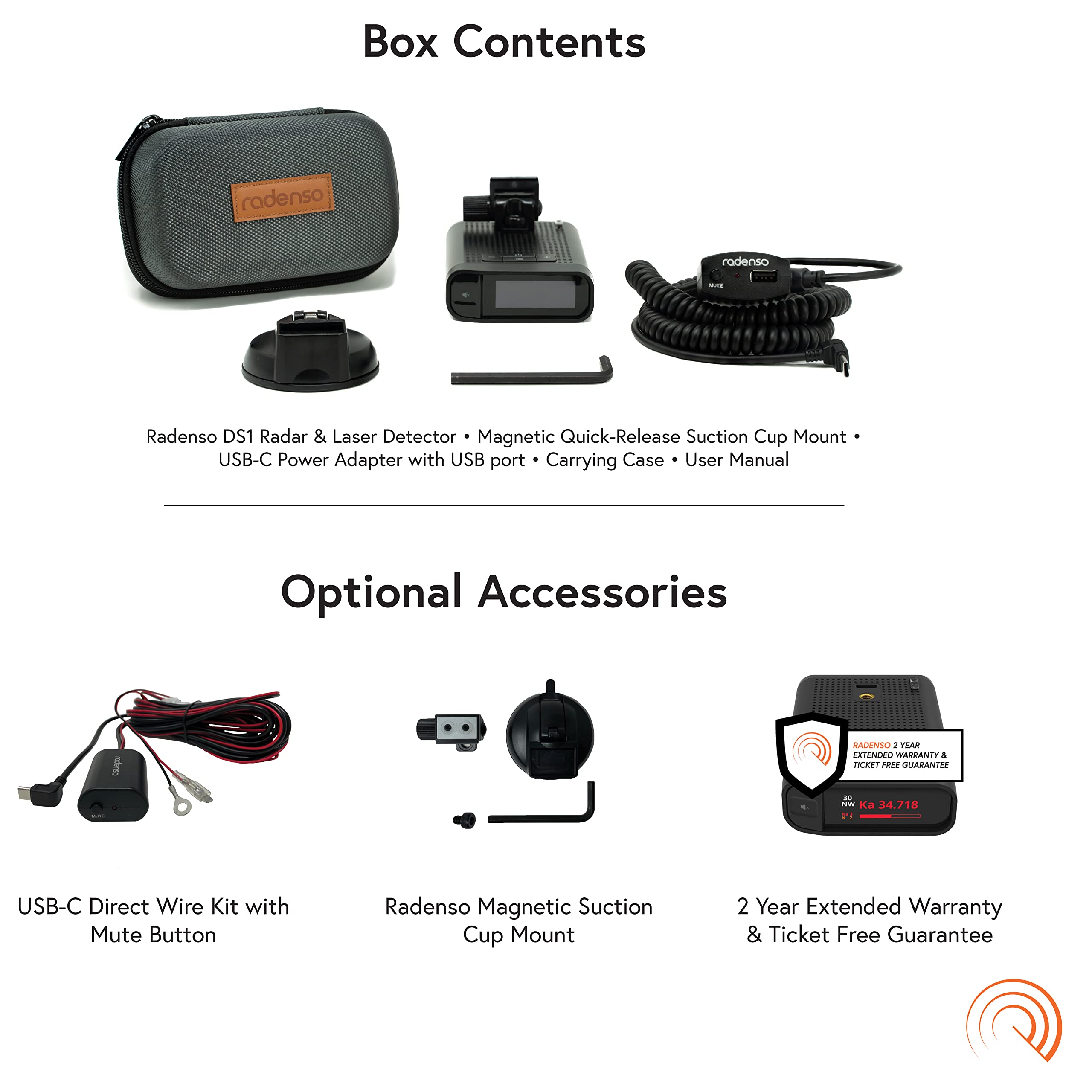 Radenso DS1 Driver Assist Device- Magnet Mount, Bluetooth, Color OLED Display, Less False Alerts, Auto GPS Lockouts, USA Technical Support