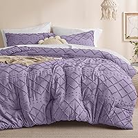 Bedsure Queen Comforter Set - Grayish Purple Comforter, Boho Tufted Shabby Chic Bedding Comforter Set, 3 Pieces Farmhouse Bed Set for All Seasons, Fluffy Soft Bedding Set with 2 Pillow Shams