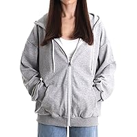 Oversized Women's Casual Full-Zip Hoodie Lightweight Long Sleeve Sweatshirt Casual Jacket with Pocket