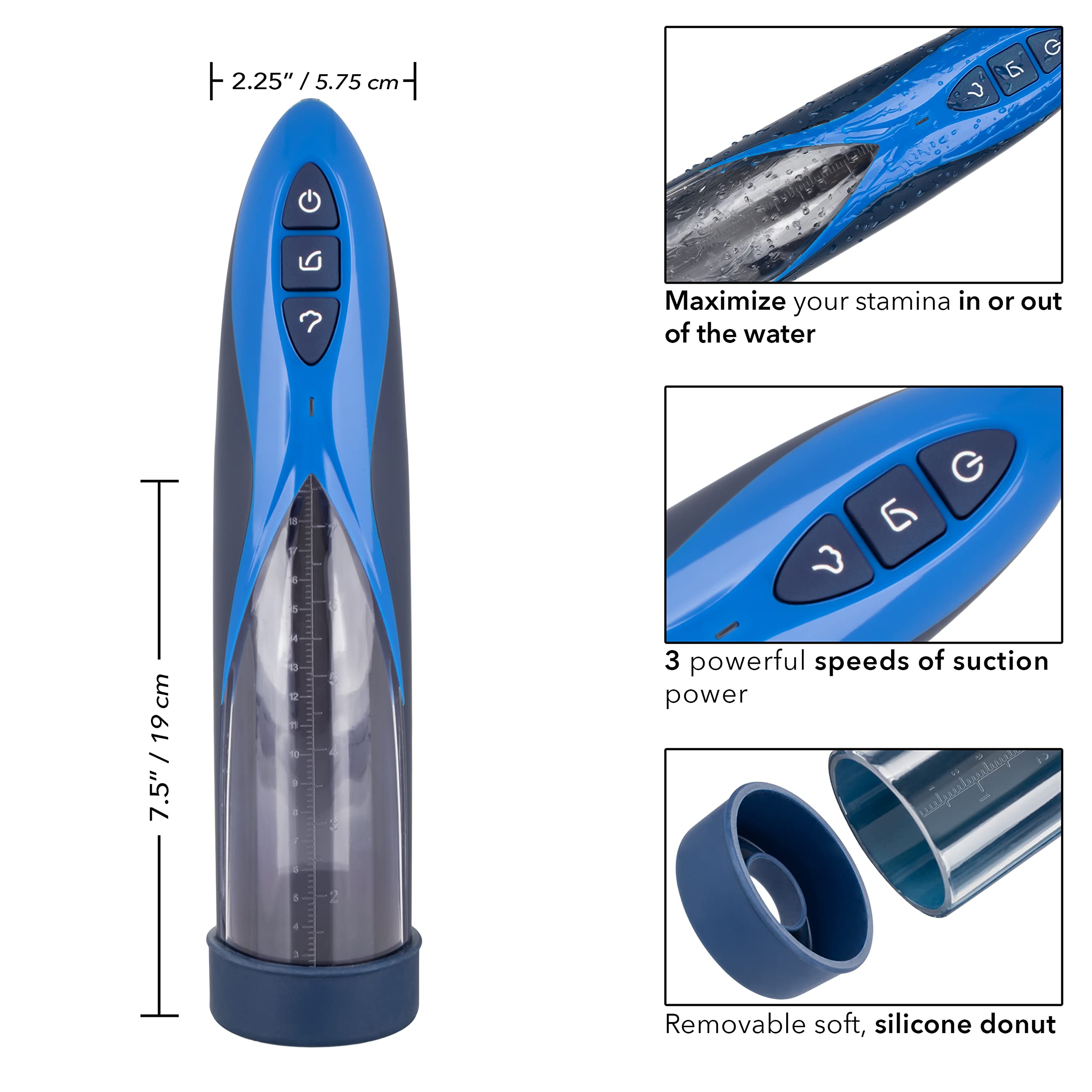 CalExotics Optimum Series Rechargeable Waterproof Pump, Blue (SE-1045-05-3)