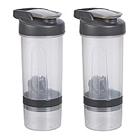Amazon Basics - Shaker Bottle with Mixer Ball, 20 ounce, 2 Pack, Gray