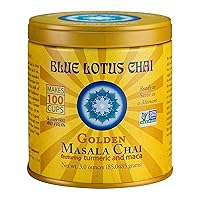 Blue Lotus Chai - Golden Masala Flavor Chai - Makes 100 Cups - 3 Ounce Masala Spiced Chai Powder with Organic Spices - Instant Indian Tea No Steeping - No Gluten