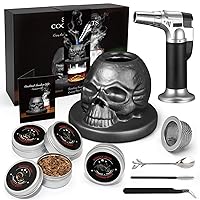 Cocktail Smoker Kit with Torch & 4 Flavors Wood Smoker Chips, iTayga Ceramics Whiskey Smoker Kit for Cocktails, Whiskey, Drinks, Bourbon - Unique Gifts for Men/Father/Husband/Friends(No Butane) -Black
