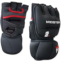 Meister 2 Pound Neoprene Weighted Gloves for Cardio & Heavy Hands (Pair) - 2lb x 2 - Black/Red