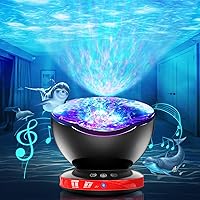 Ocean Wave Projector with 12 LEDs, 8 Lighting Modes, Remote Control, Timer - For Bedroom, Kids, Baby, Christmas Gift