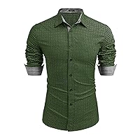 COOFANDY Men's Business Dress Shirt Long Sleeve Slim Fit Shirt Casual Polka Dot Printed Button Down Shirts