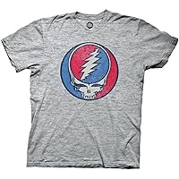 Ripple Junction Grateful Dead Men's Short Sleeve T-Shirt Steal Your Face Stealie SYF Distressed Crew Neck Officially Licensed