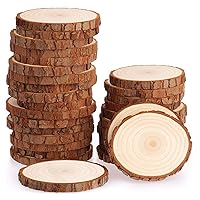 Fuyit Unfinished Wood Slices with No Hole, 30 Pcs 2.8-3.1 Inches Natural Wooden Circles with Bark for DIY Crafts, Christmas Ornament, Decoration