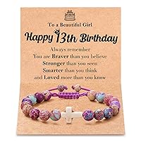 Tarsus Happy Birthday Gifts for 7-13 Year Old Girls, Birthday Cross Beads Bracelet Gifts for Girls Age 7 to 13