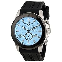 Men's 10042-012-BB Monte Carlo Chronograph Light Blue Textured Dial Black Silicone Watch