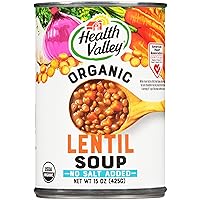 Health Valley Organic Soup, No Salt Added, Lentil, 15 Oz (Pack of 12)