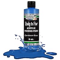 Pouring Masters Caribbean Blue Acrylic Ready to Pour Pouring Paint – Premium 8-Ounce Pre-Mixed Water-Based - For Canvas, Wood, Paper, Crafts, Tile, Rocks and more