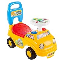 Lil' Rider Kids Push Car – Scoot and Ride Car Walker with Steering Wheel, Lights, Sounds, Music for Babies and Toddlers – Learning to Walk Toys, Multi-Color