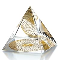 60MM Crystal Sun Flower Pyramid Paperweight,Crystal Carries Power of Sun Positive Energy Generator for Healing, Wealth and Prosperity, Clear