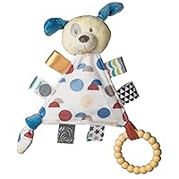 Taggies Teething Toys Baby Rattle Portable Triangle Activity Toy with Sensory Tags, 6-Inches, Puppy