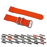 HNS 2 Pieces 24mm Orange Ballistic Nylon Watch Strap 3 Matte Ring ZU059