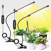 iPower 21 LED Grow Light with Full Spectrum for Indoor Plants, Adjustable Gooseneck, 3 Light Modes&10 Dimmable Levels, Auto 6H/9H/12H Timer, 2 Pack