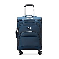 DELSEY Paris Sky Max 2.0 Softside Expandable Luggage with Spinner Wheels, Blue, Carry-on 21 Inch