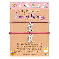UNGENT THEM Happy Easter Gifts for Girls Women, Easter Bunny Wish Adjustable Bracelets Easter Jewelry