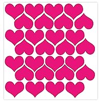 2-Inch Heart Decal Set - Hot Pink Removable Stickers for Kids - Wall Decals Peel and Stick Kids - Bright Room Decor Stickers, Art Classroom Decor, Kids Bathroom Decor Sets - 28 pc
