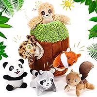 7 Pieces Dog Squeaky Toys Squeaky Hide and Seek Activity Puppy Chew Toys Plush Dog Toy Plush Stuffing Woodland Friends Stuffing with Squeakers for Small Medium Dogs Puppy Pets (Cute,Small)