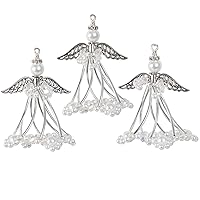 Solid Oak Silvery Angels Ornament Kit, Silver 6.5 x 5.5 x 0.88