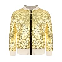 Unisex Children's Long Sleeve Shiny Sequin Jacket Coat Hip Hop Street Dance Cosume