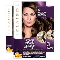 Clairol Age Defy Permanent Hair Dye, 5 Medium Brown Hair Color, Pack of 3