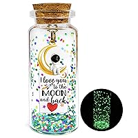 Glow I Love You to the Moon and Back, Romantic Message in a Bottle Gift, Anniversary Luminous Wish Jar Present, Cute Valentines Birthday Christmas Gifts for Boyfriend Husband Him Her Wife Girlfriend