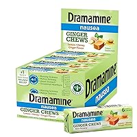 Dramamine Ginger Chews, Nausea Relief Soft Chews Lemon-Honey-Ginger, 6 Count, 12 Pack