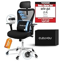 CLOUVOU CleverSeat Ergonomic Office Chair, Desk Chair [Adjustable 4D Chrome Metal Armrest, Blade Wheels], Office Chair, Computer Chair, Height Adjustable & Back-Friendly, Swivel Chair 150 kg