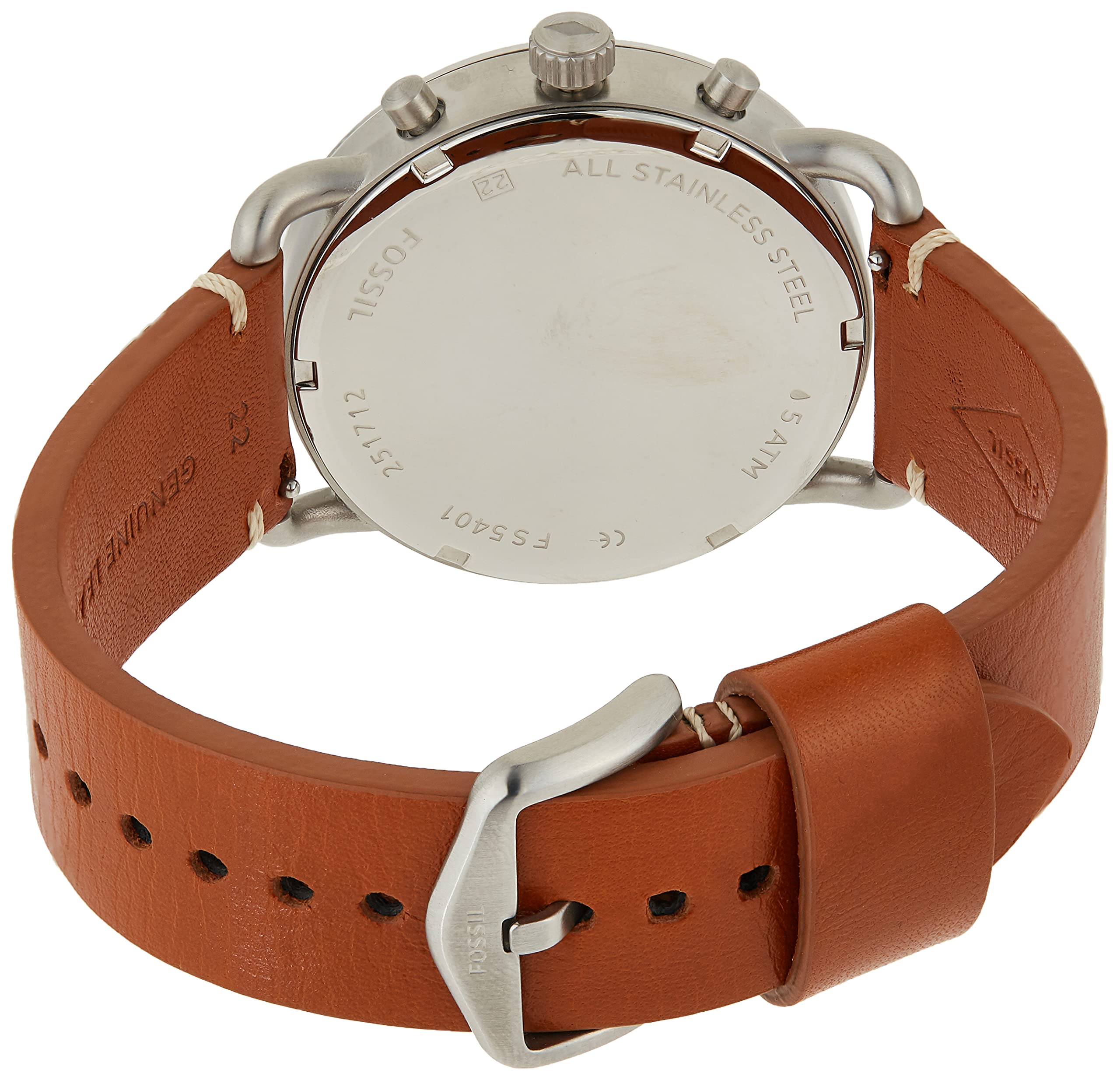 Fossil Men's Commuter Stainless Steel and Leather Casual Quartz Watch