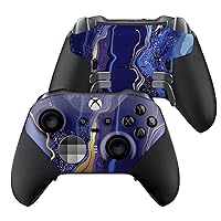 Blue Gold Marble Customised Wireless Controller for Elite by BCB. Original Elite Series 2 Controller Compatible with Xbox One / Series X & S. Customized with Water Transfer Printing (Not a Skin)