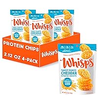Whisps Cheese Crisps Tangy Ranch | Protein Chips | Healthy Snacks | Protein Snacks, Gluten Free, High Protein, Low Carb Keto Food (2.12Oz, 4 Pack)