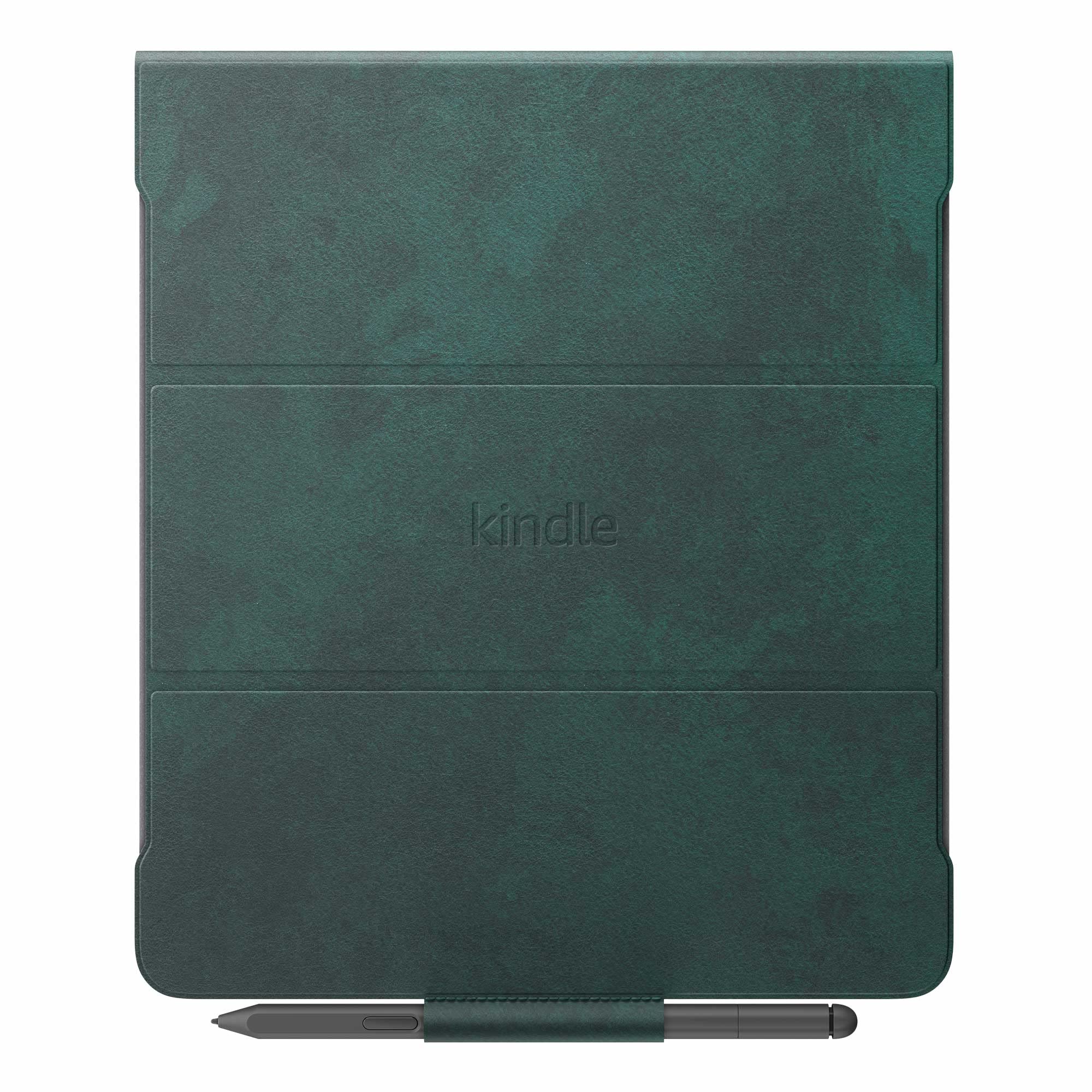 Kindle Scribe Brush Print Leather Folio Cover with Magnetic Attach (only fits Kindle Scribe) - Foliage Green